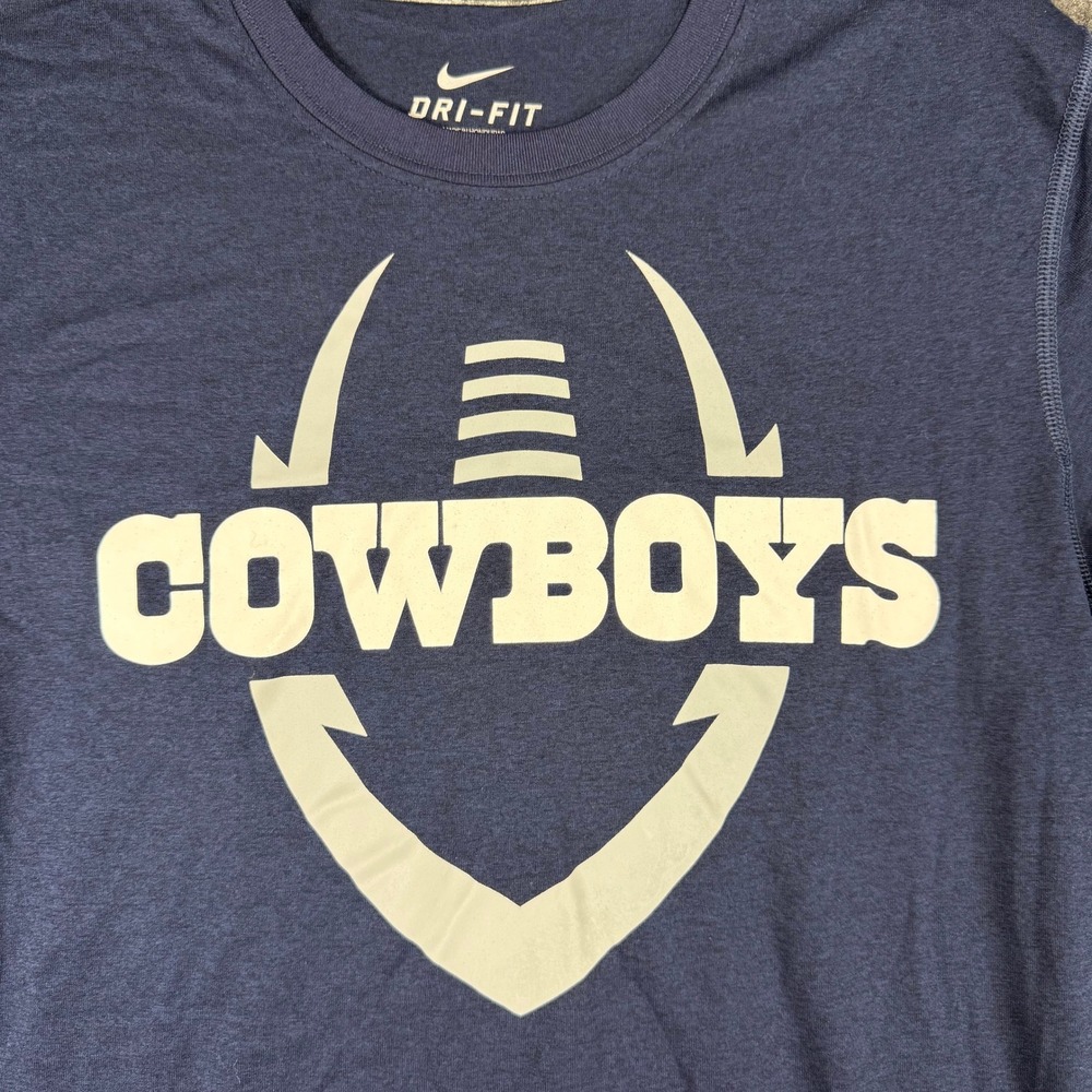 Nike Dri-FIT Cowboys T-Shirt Football Graphic Mens Medium Blue - Picture 2 of 9